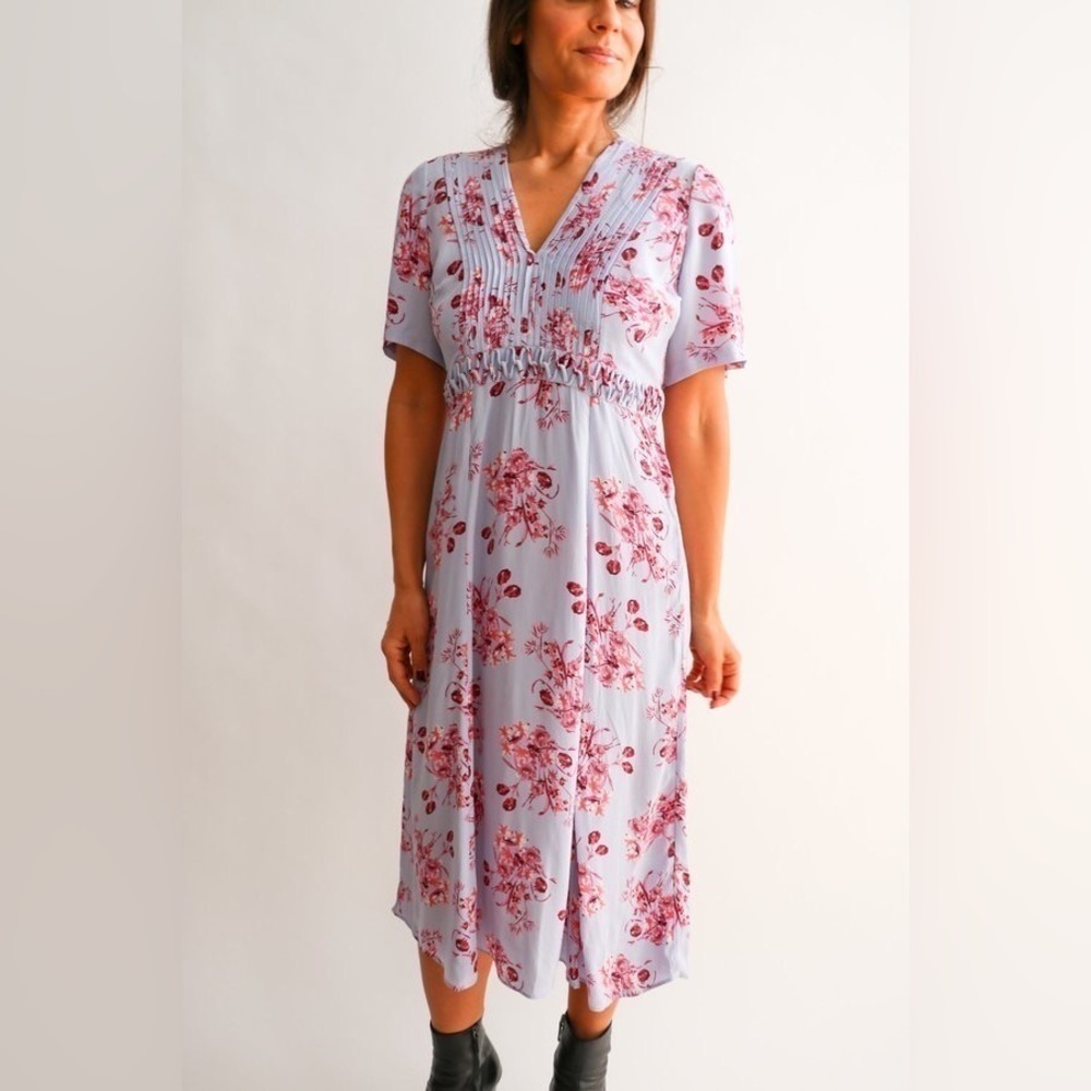 NWT byTiMo Periwinkle Midsummer Flowers Printed V-Neck Dress | XS